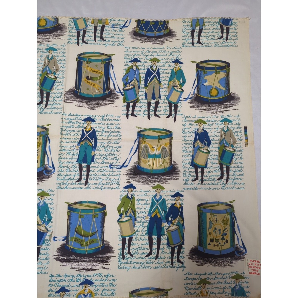 Vintage F. Schumacher Revolutionary War Military Historical Fabric Sample READ